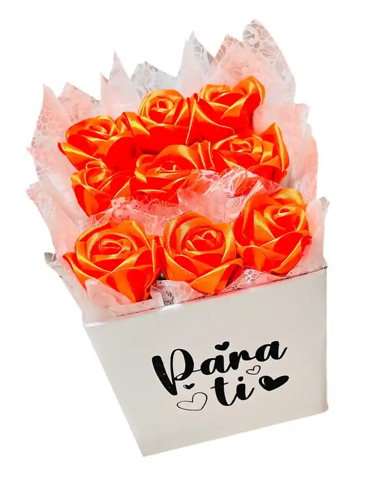 Regalo Para Princesas Especial Caja De Rosas Eternas Color Naranja - Flores Inmortalizadas - Flores Eternas Feliz Dia - Feliz Cumpleaños - Amigos -persona Especial