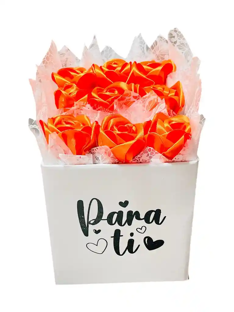 Regalo Para Princesas Especial Caja De Rosas Eternas Color Naranja - Flores Inmortalizadas - Flores Eternas Feliz Dia - Feliz Cumpleaños - Amigos -persona Especial