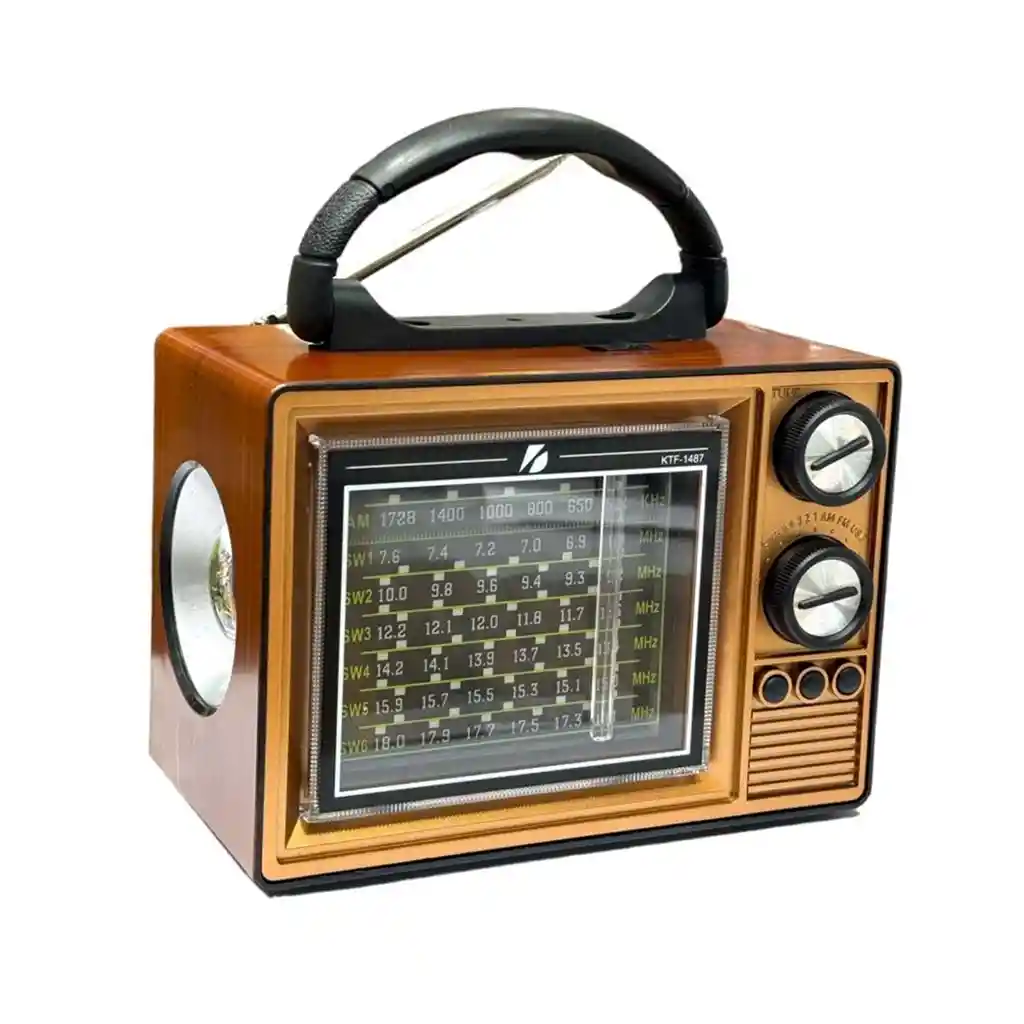 Radio Diseño Antiguo Recargable, Am, Fm, Sw Bluetooth, Usb, Sd, Linterna, Power Bank- Ginebra Ktf-1487