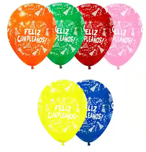 Bomba Globo Estampada Surtida "feliz Cumpleaños" R12 - 10 Und