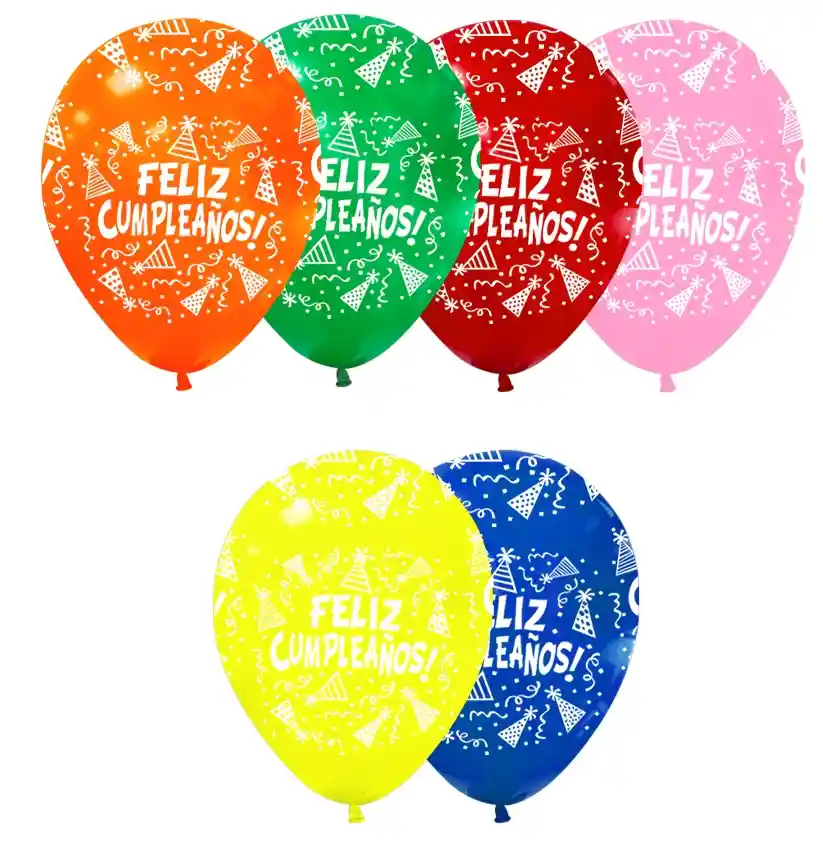Bomba Globo Estampada Surtida "feliz Cumpleaños" R12 - 10 Und