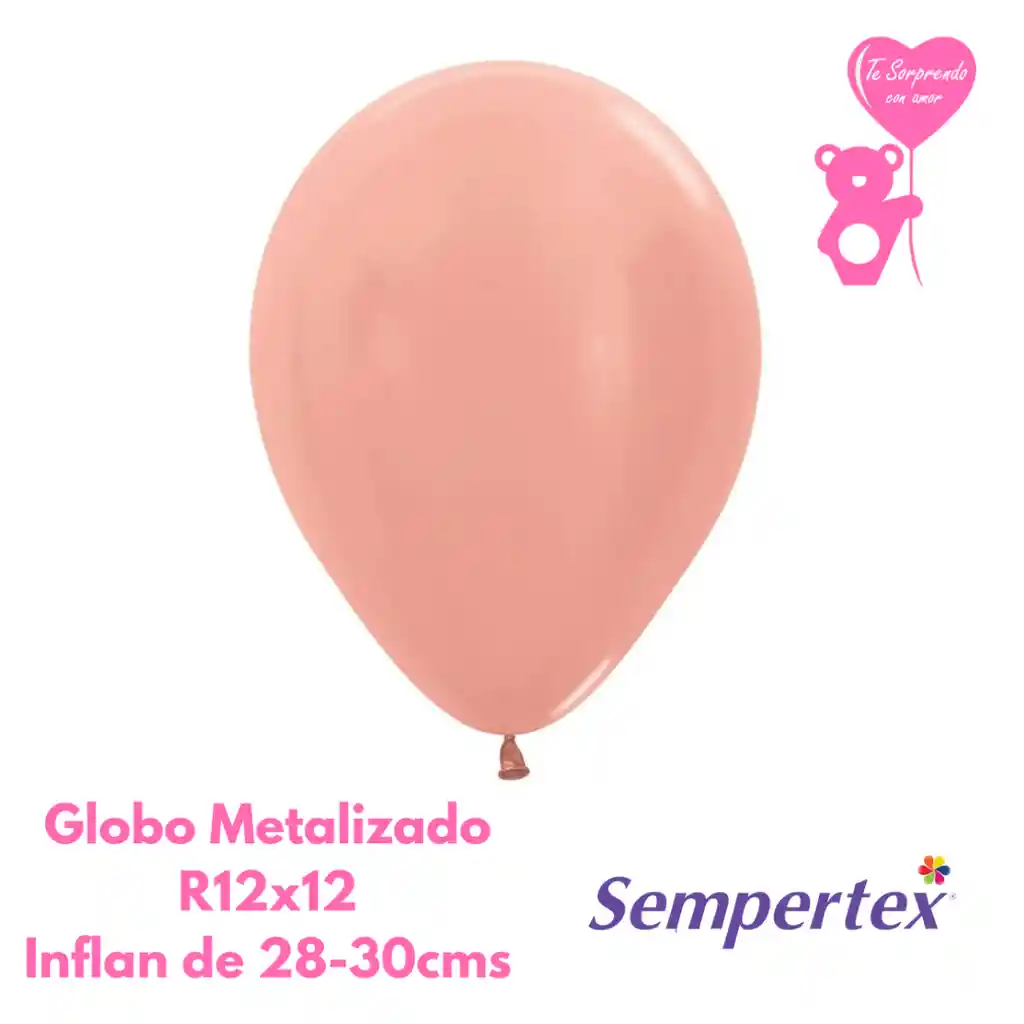 Globo Metal Dorado Rosa Sempertex R12x12