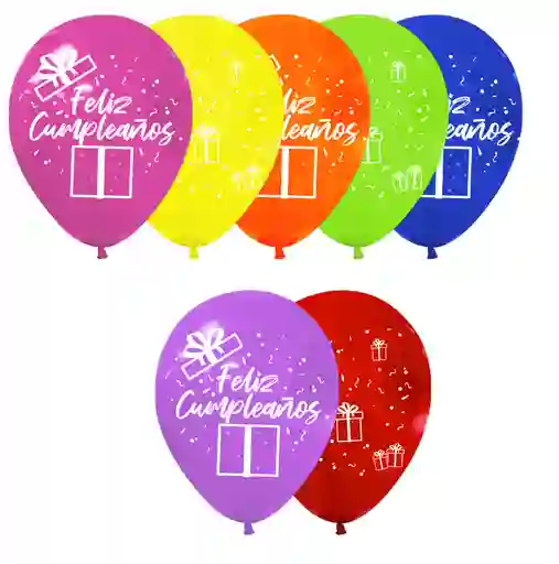 Bomba Globo Estampada, Regalos Surtida "feliz Cumpleaños" R12 - 10 Und