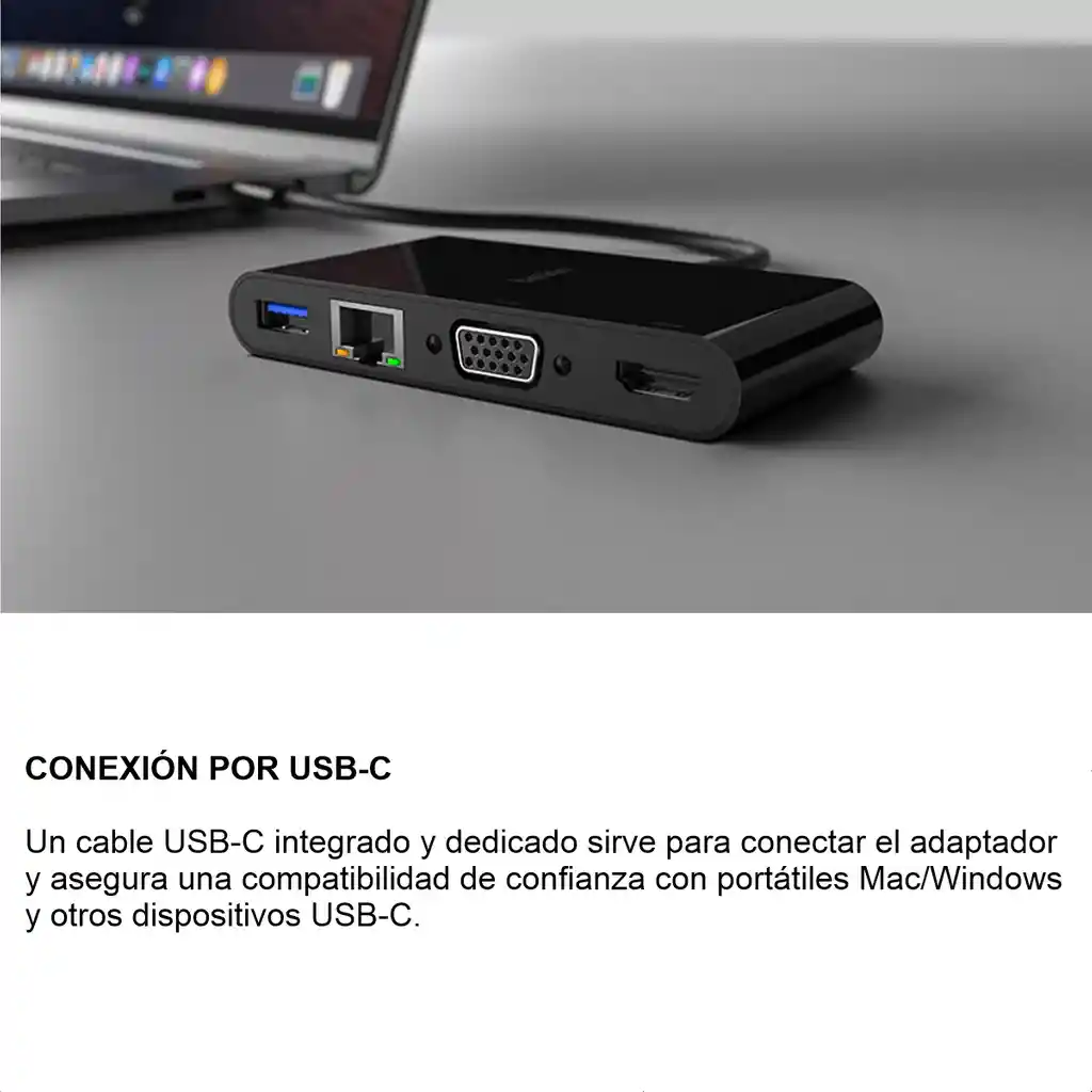 Adaptador + Carga Usb-c 100w Belkin Usb-a, Rj45, Hdmi, Vga