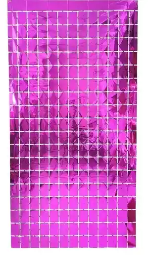 Cortina Metalizada A Cuadros Fucsia