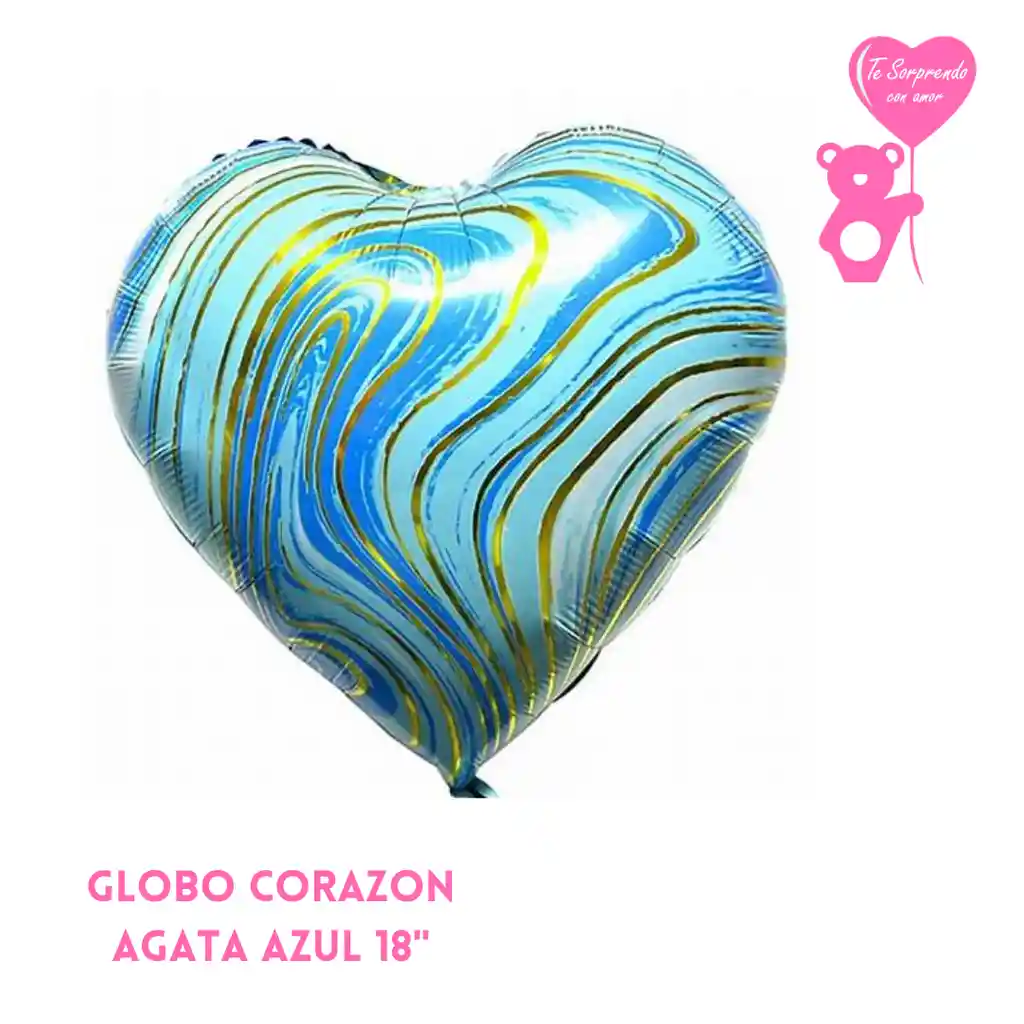 Globo Corazon Agata Azul 18"