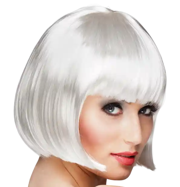 Halloween Hora Loca Peluca Corta Lisa Blanca Carnaval