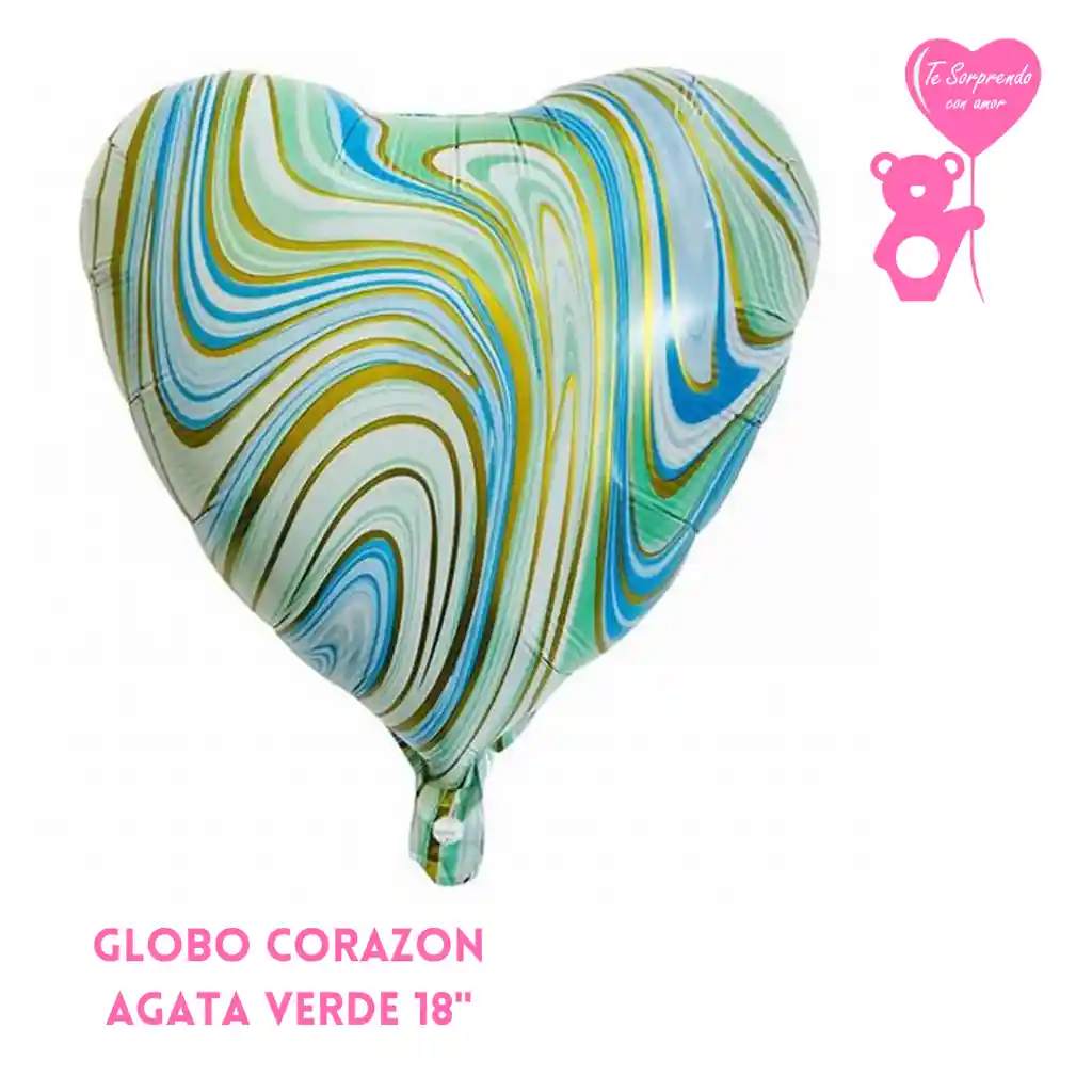 Globo Corazon Agata Verde 18"