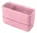 Portacomida 3 Pisos Libre De Bpa Diseño Slim Con Cubiertos Rosa