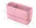 Portacomida 3 Pisos Libre De Bpa Diseño Slim Con Cubiertos Rosa