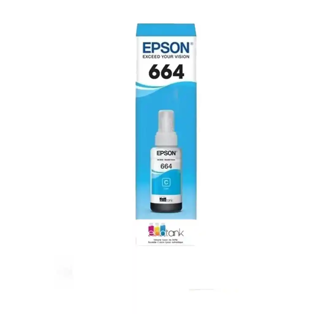 Tinta 664 Epson Para Impresora L210 L495 L555 L355 Color Cian