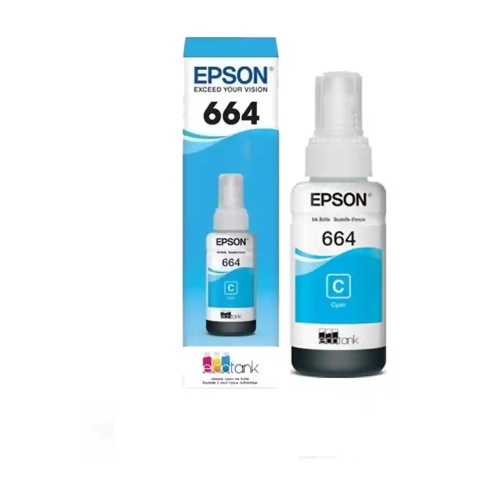 Tinta 664 Epson Para Impresora L210 L495 L555 L355 Color Cian