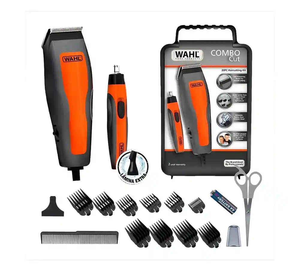 Maquina Wahl Kit 2 En 1 Combo Cut 22 Piezas Color Negro