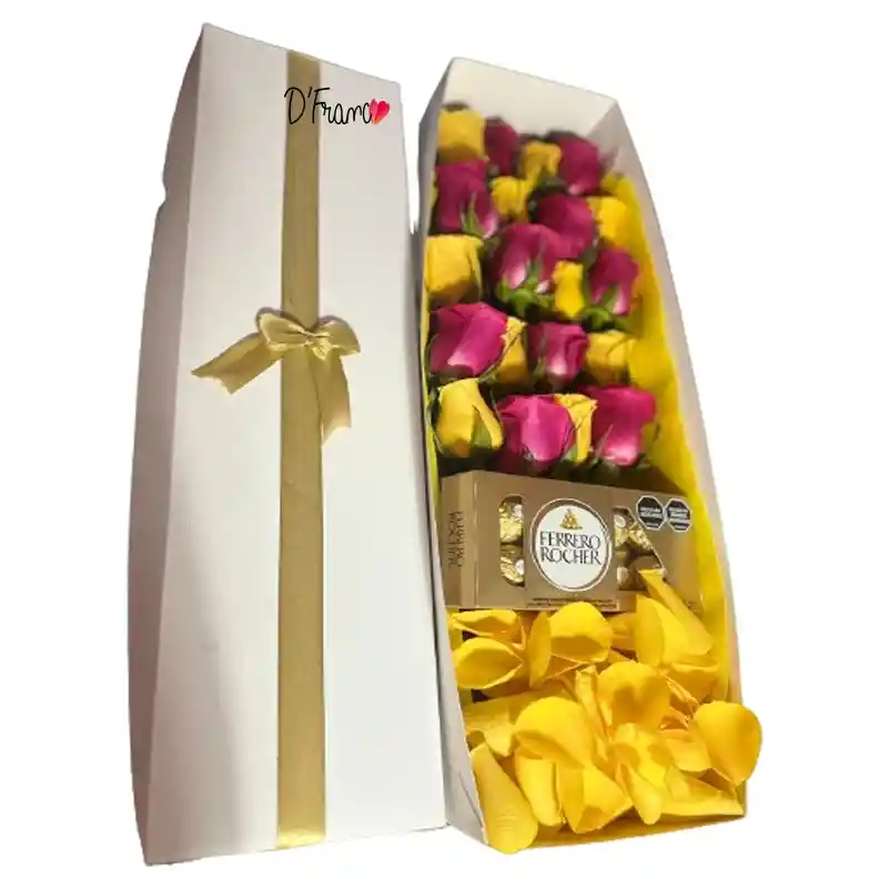 Caja De Rosas Con Chocolates