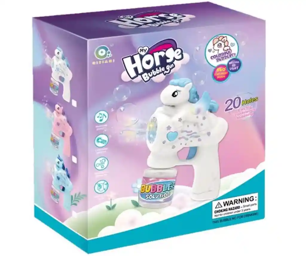 Maquina Burbujas Portatil Diseño Unicornio Para Niños