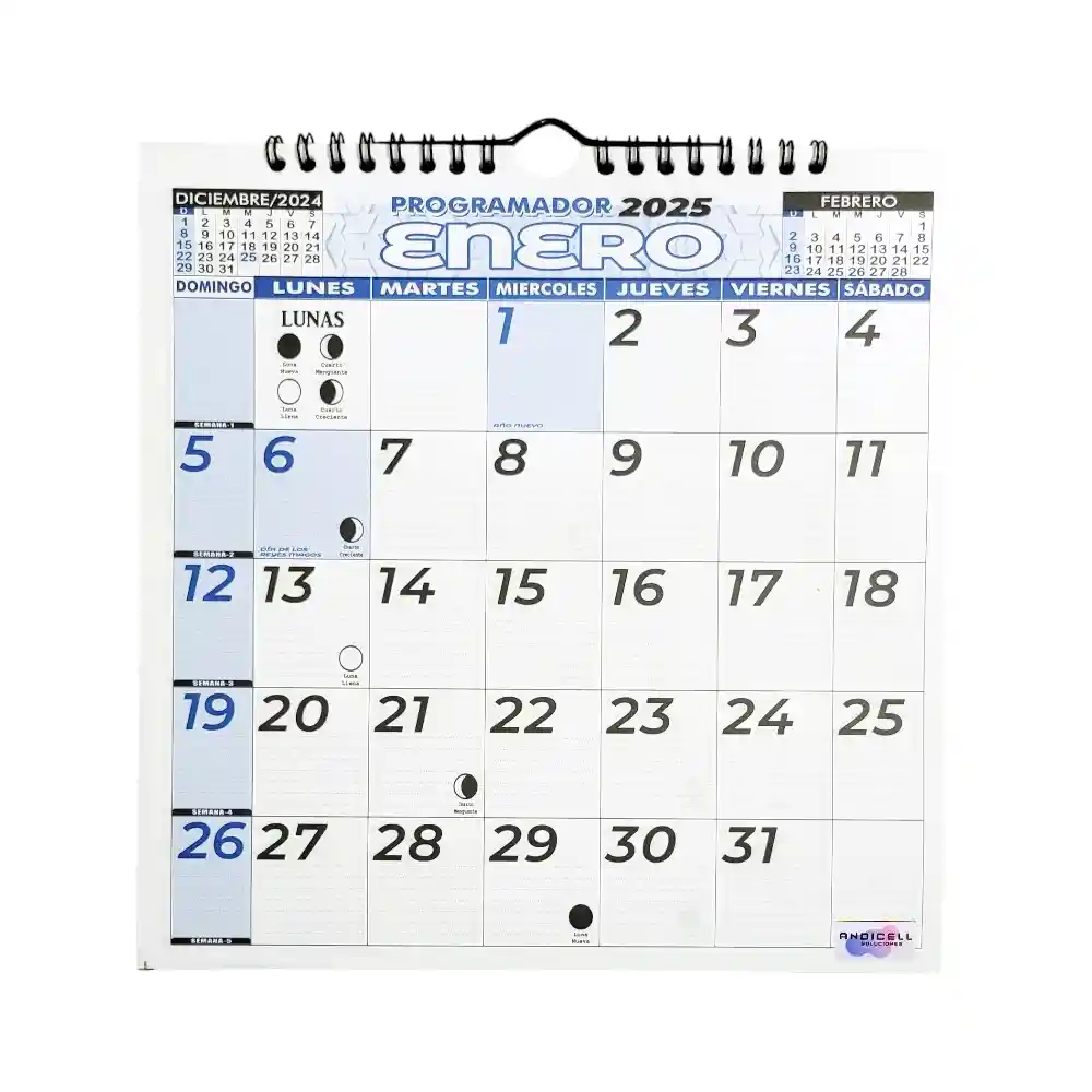 Calendario Programador 2025 Cuadrado 23x23