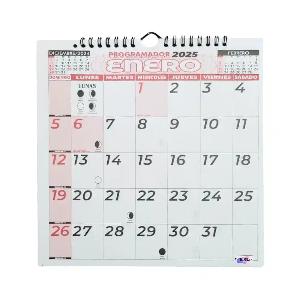 Calendario Programador 2025 Cuadrado 23x23