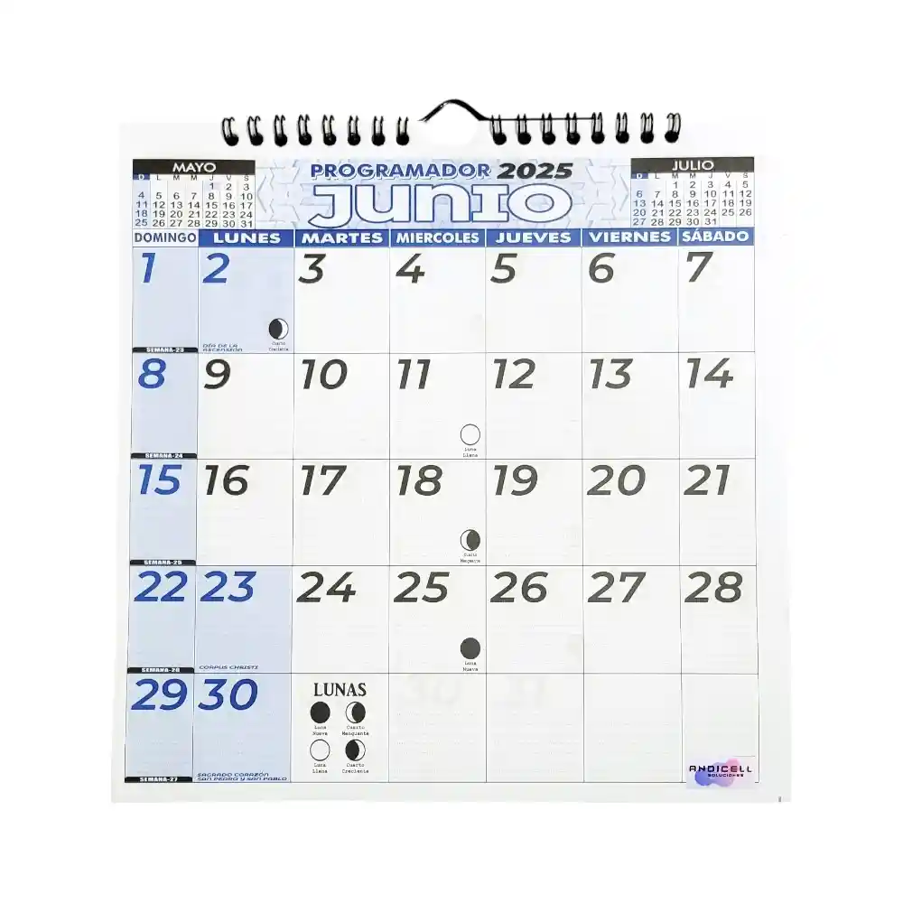 Calendario Programador 2025 Cuadrado 23x23