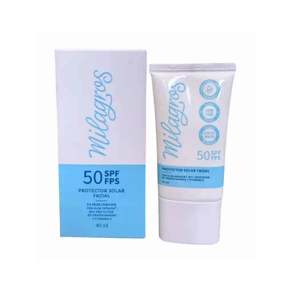 Protector Solar Facial Sin Color Bloqueador 50 Spf Milagros