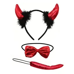 Accesorios Para Disfraz De Diablita Halloween Corbatin, Cola Y Diademas