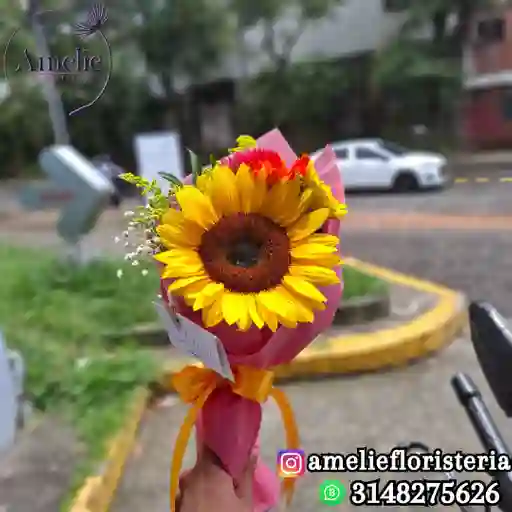 Bouquet De Girasol Y 3 Gerberas