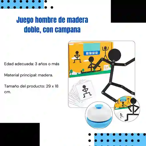 Juego Hombre De Madera, Doble Con Campana