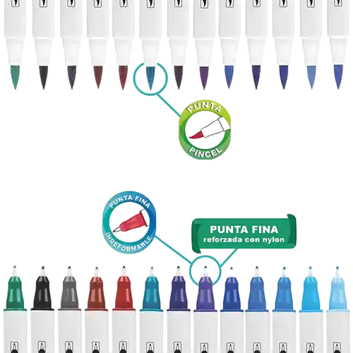 Plumones Punta Pincel Doble Punta X 24 Unidades Oe-097 Offi-esco