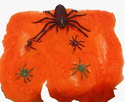 Halloween Telaraña Decorativa Naranja Expandible Con Arañas