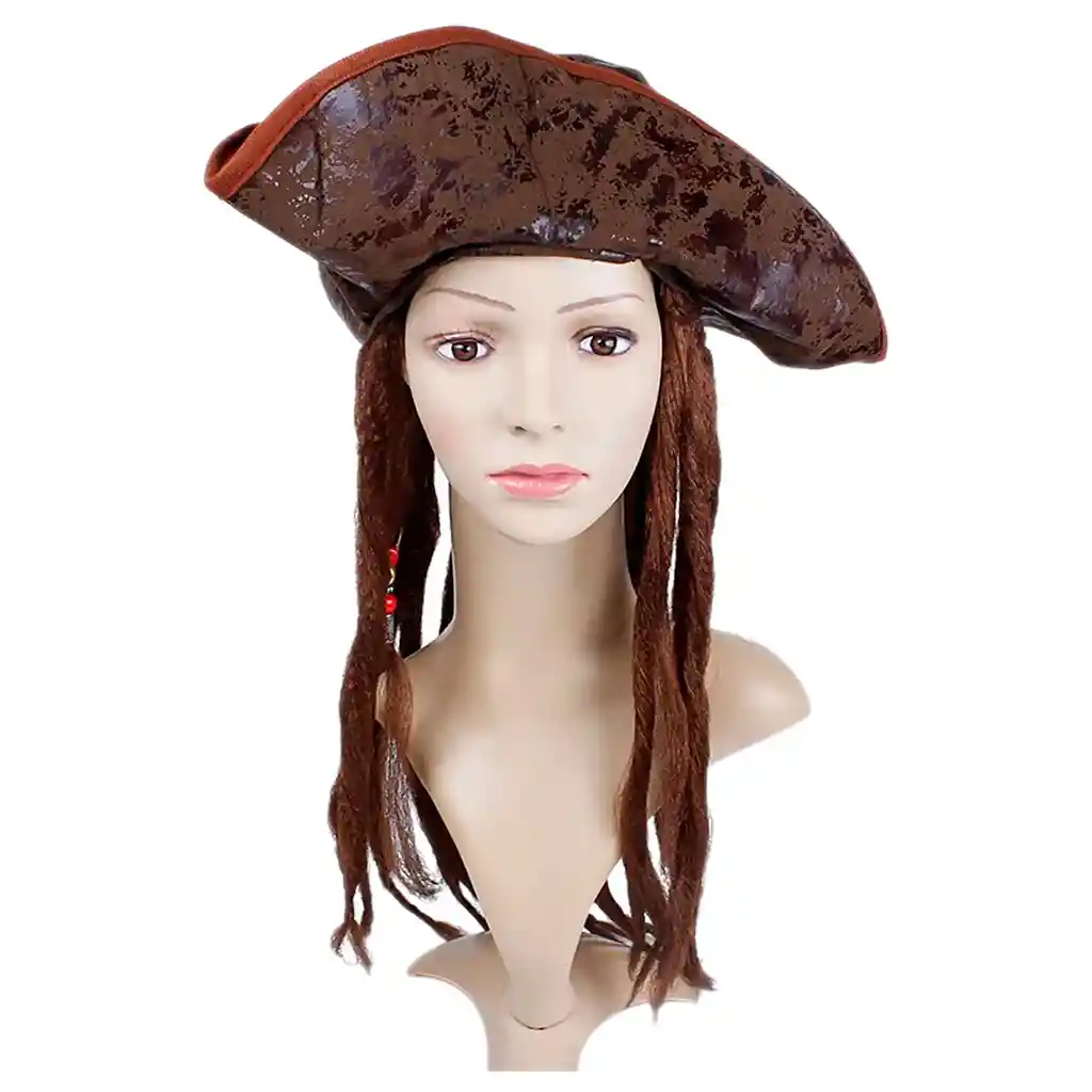 Sombrero Peluca Pirata Jack Sparrow 3 Puntas Caribe Disfraz