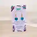 Aretes Largos Dijes Corazón En Cristal Swarovski Azul Tornasol