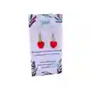 Aretes Largos Dijes Corazón En Cristal Swarovski Rojo