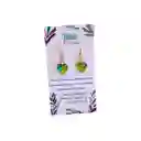 Aretes Largos Dijes Corazón En Cristal Swarovski Verde Tornasol