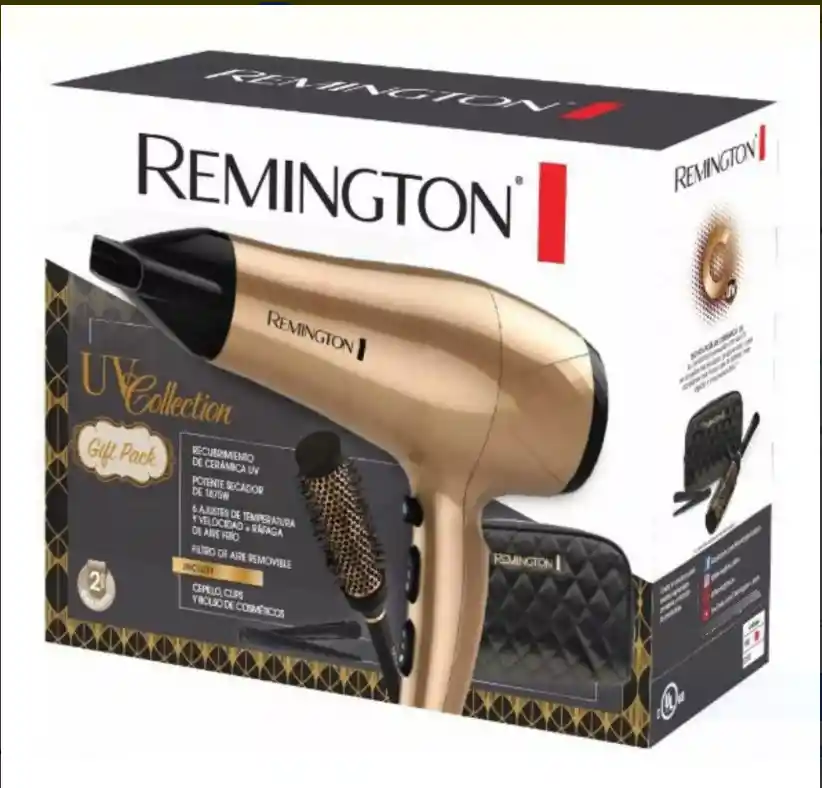 Secador Remington Uv Collection Cerámica +bolsa+ Cepillo Y +