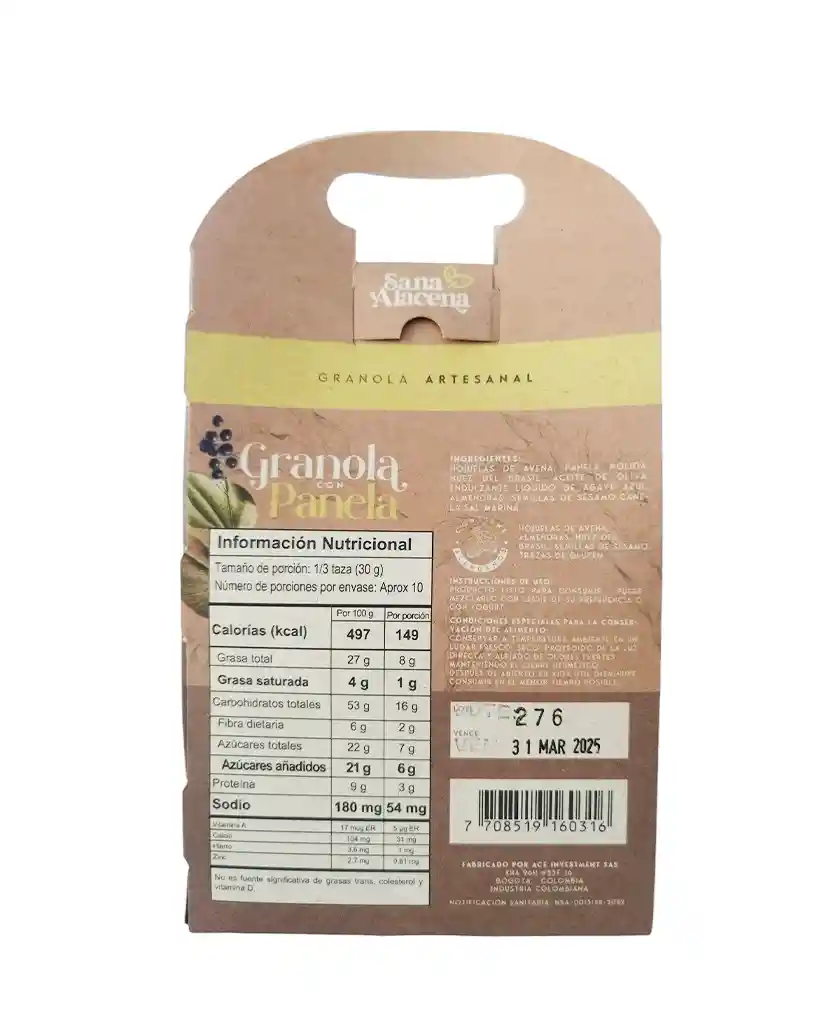 Granola Con Panela Sana Alacena 300 Gr