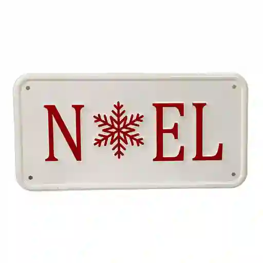 Placa Decorativa Navideña Noel Santini 30x15cm Blanco