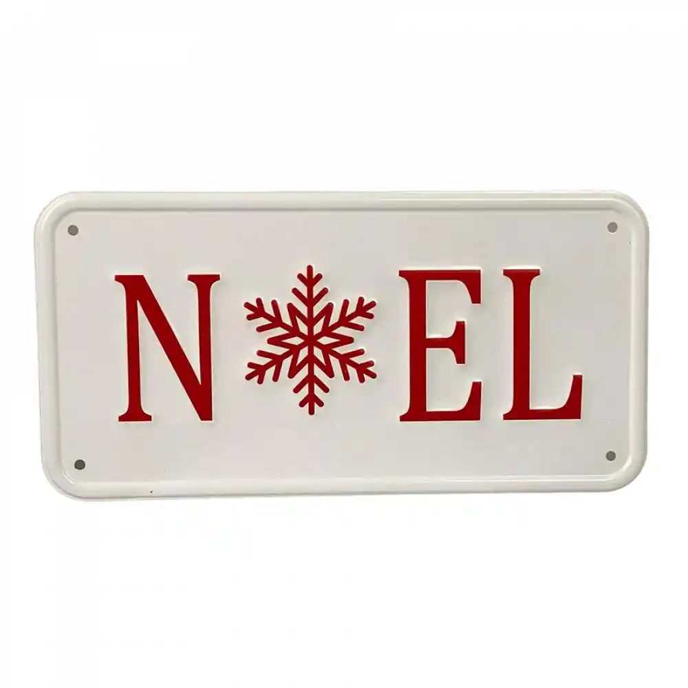 Placa Decorativa Navideña Noel Santini 30x15cm Blanco