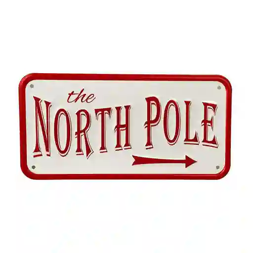 Placa Decorativa Navideña North Pole Santini 30x15cm Blanco