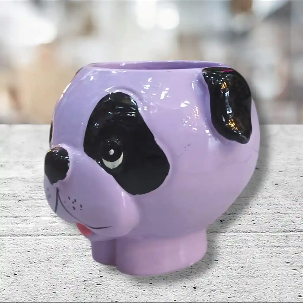 Maceta De Perrito Morado Con Negro