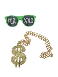 Gafas Ferxxo Y Collar Con Signo Dolar O Pesos