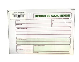 Recibo Caja Menor Talonario X 100 Unidades 12.5 Cm X 8.5 Cm