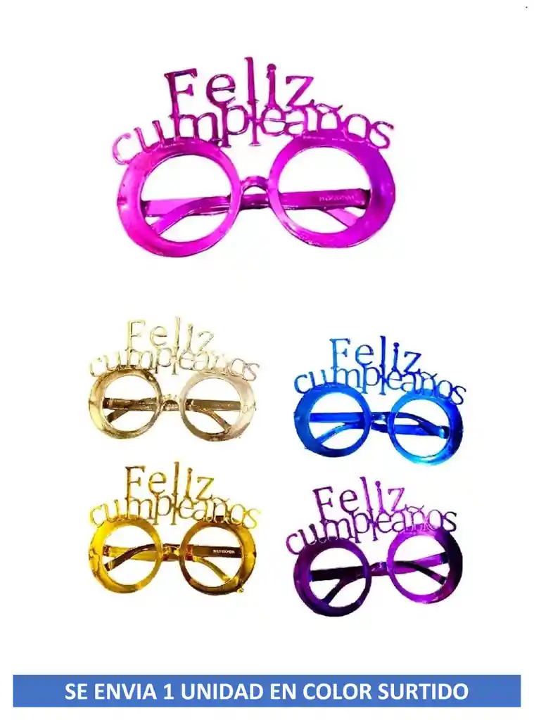 Gafas Metalizadas Feliz Cumpleaños Colores Surtidos Para Hora Loca