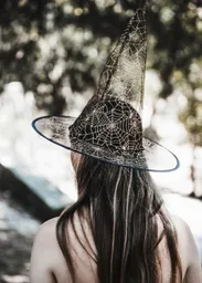 Sombrero De Bruja Con Estampado De Telarañas