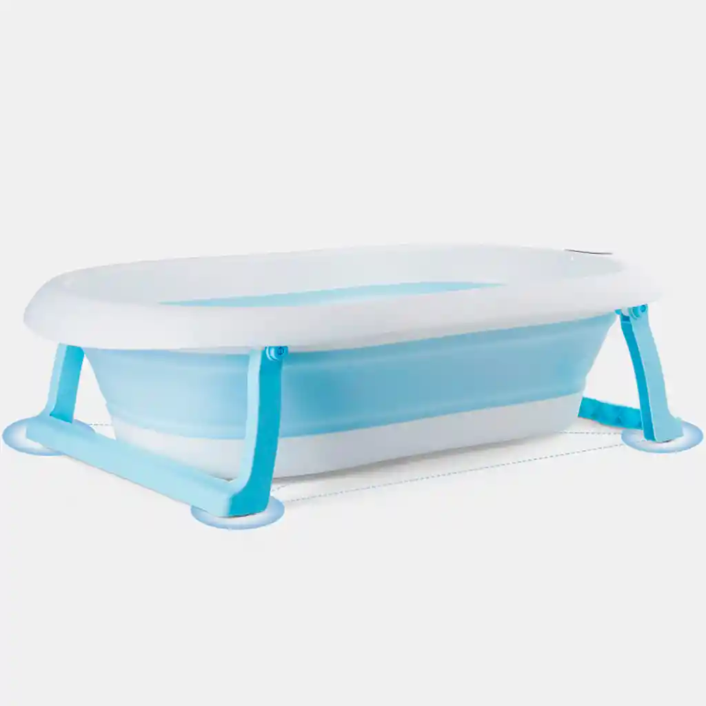 Bañera Plegable Para Bebés Con Termómetro Digital Azul