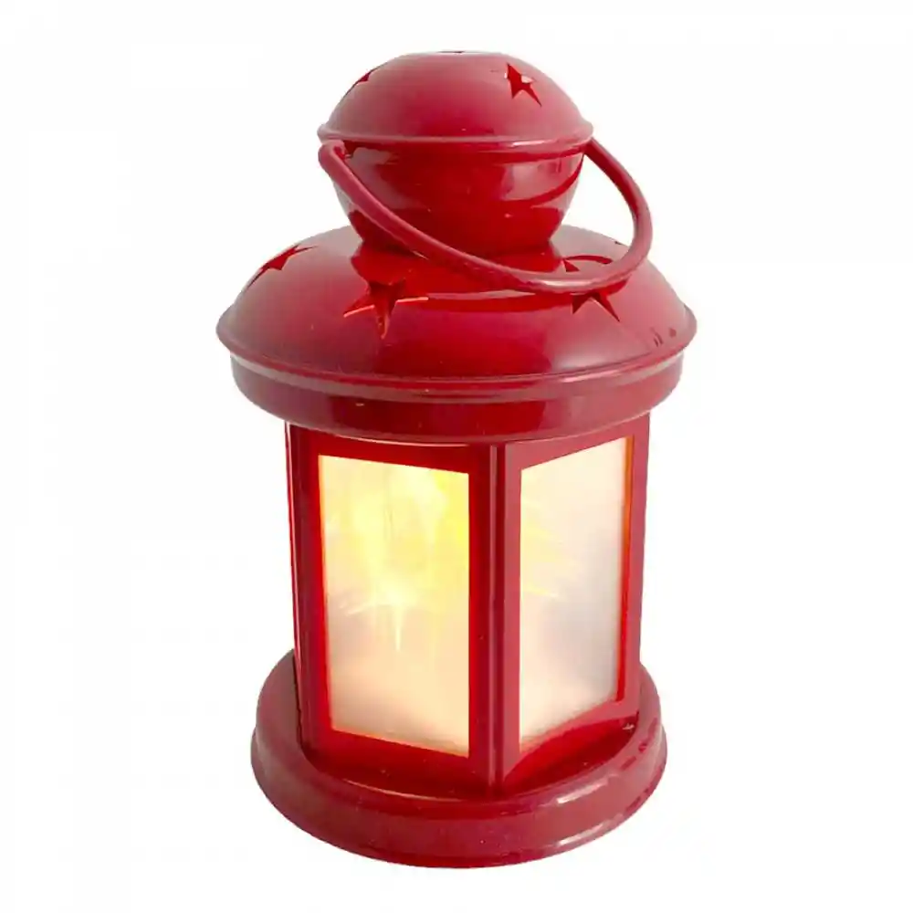 Farol Navideño Con Luz Santin 10x18cm Rojo