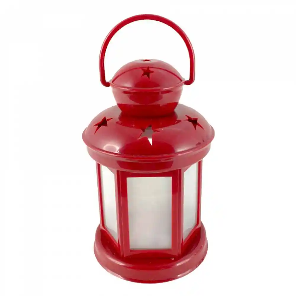 Farol Navideño Con Luz Santin 10x18cm Rojo