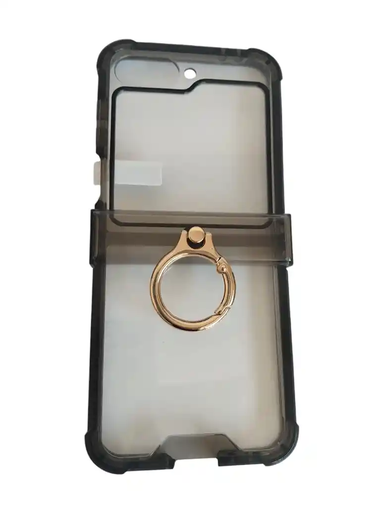 Estuche Para Samsung Galaxy Z Flip 6 Con Anillo Glass Clear / Negro