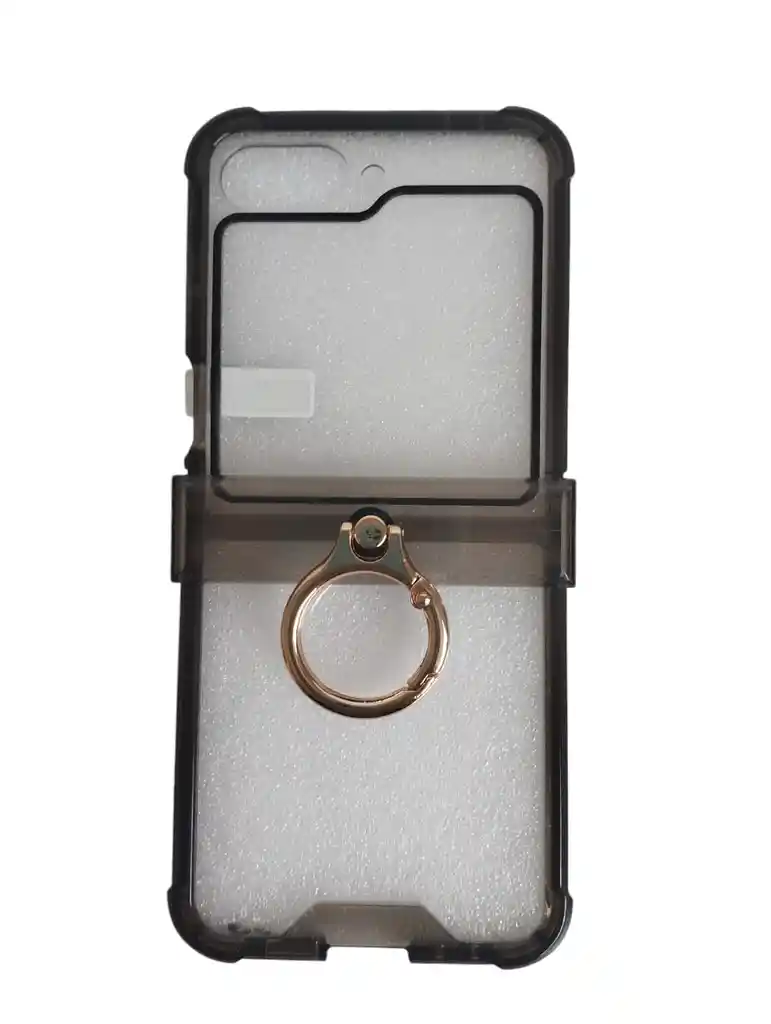 Estuche Para Samsung Galaxy Z Flip 6 Con Anillo Glass Clear / Negro