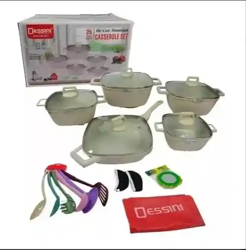 Set Juego De Ollas 25 Pzs Incluye Utensilios Cocina