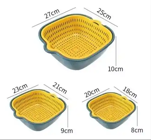 Kit 3 Coladores De Plastico + 3 Contenedores Escurridores