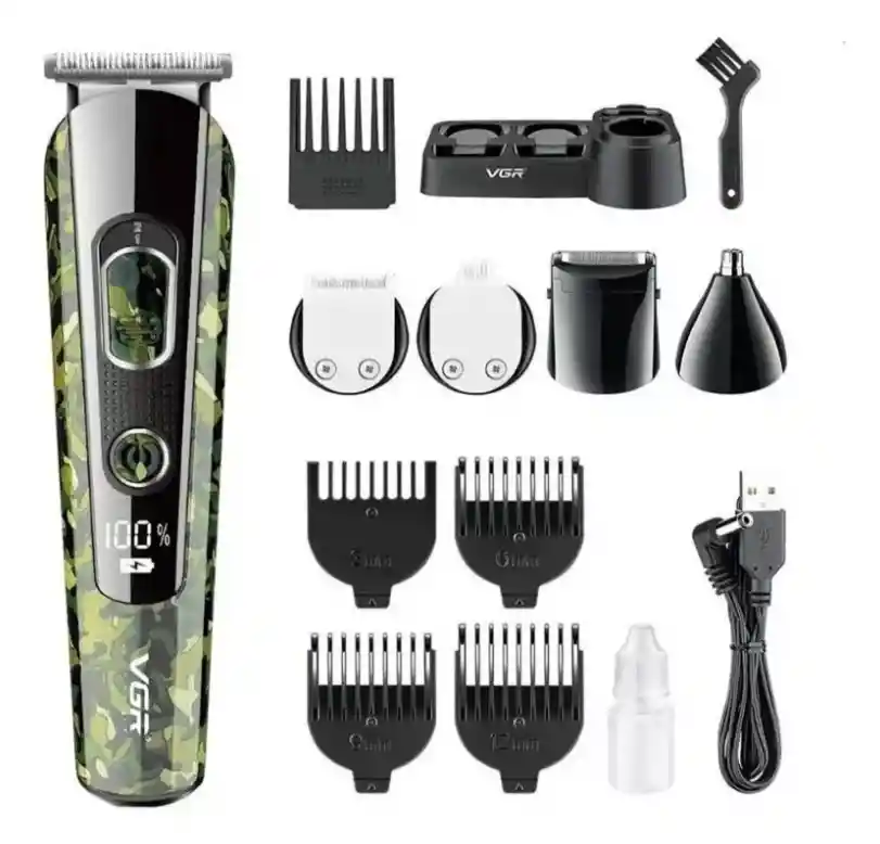 Maquina Peluquera Kit Grooming Vgr V-102 Recargable Pantalla